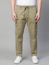 Genips Men's Green  Cotton Stretch Bahamas Cargo Fit Solid Cargo